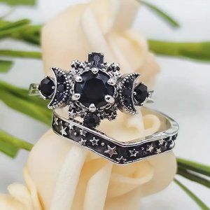 🌟 Moon & Stars Ring Set